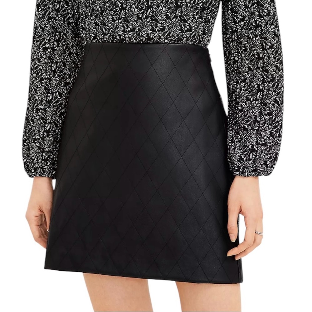 LOFT Quilted Faux Leather Shift Skirt